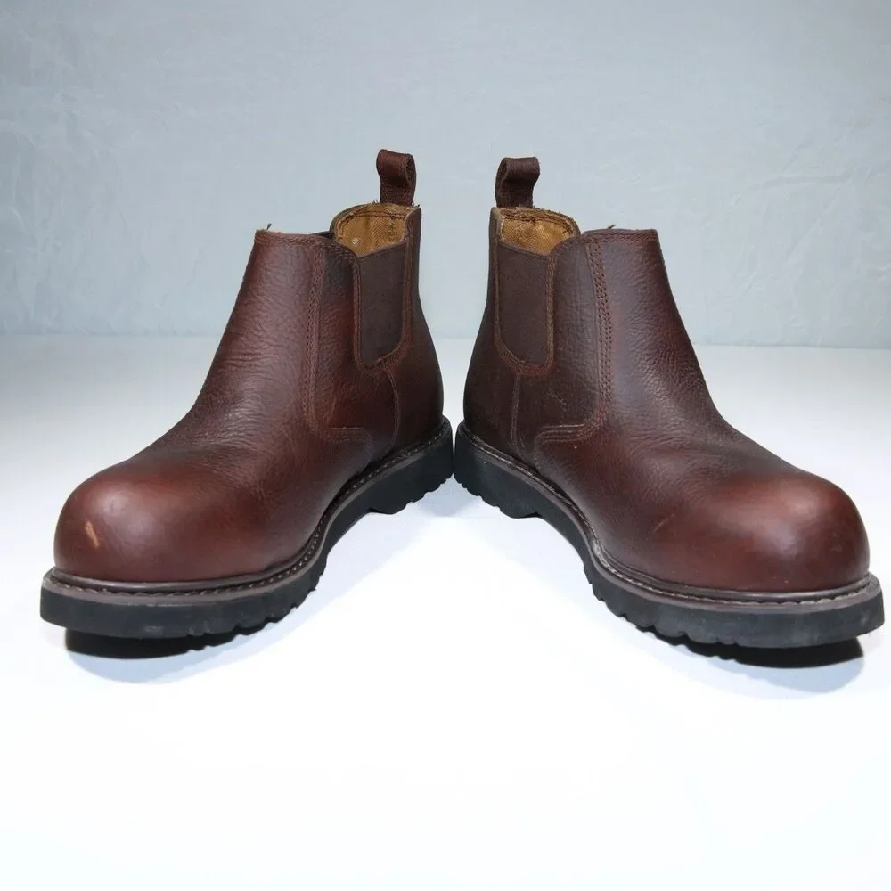 Carhartt CMS4100 Mens Waterproof Chelsea Work Boots 9.5 W Brown Leather Pull on